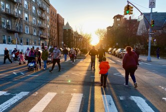 The 34th Avenue open street at sunset. This is what democracy looks like. File photo: Clarence Eckerson Jr.