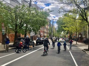Family biking in Hoboken. Photo: City of Hoboken