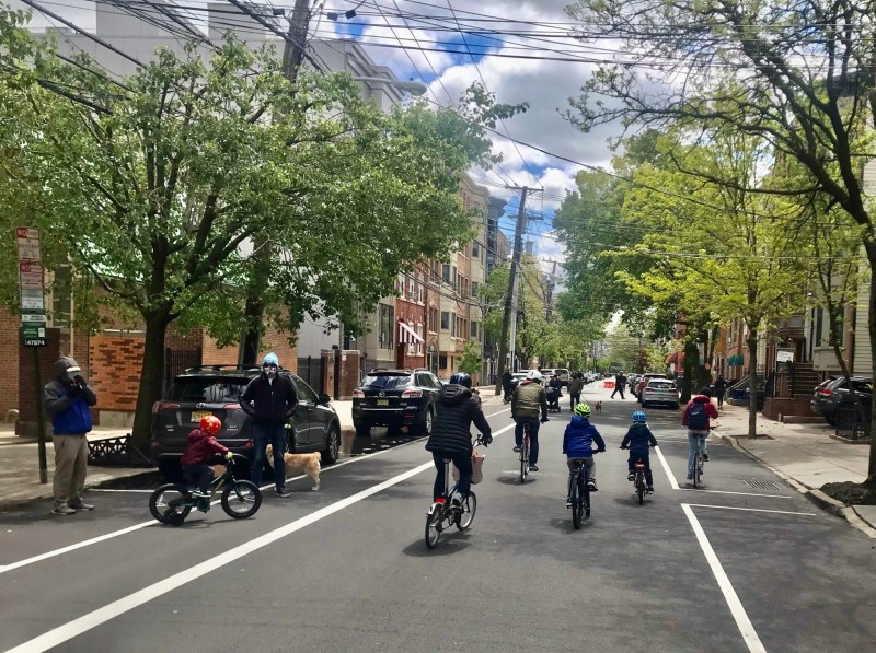 Family biking in Hoboken. Photo: City of Hoboken