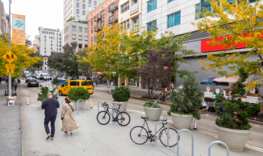 The shared-street block on University Place below Union Square. Photo: DOT