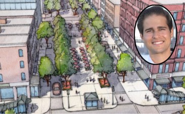 Candidate Billy Freeland (inset) says he shares this vision for Third Avenue. Source: Credit: Massengale & Co LLC, Dover Kohl & Partners, Zeke Mermell
