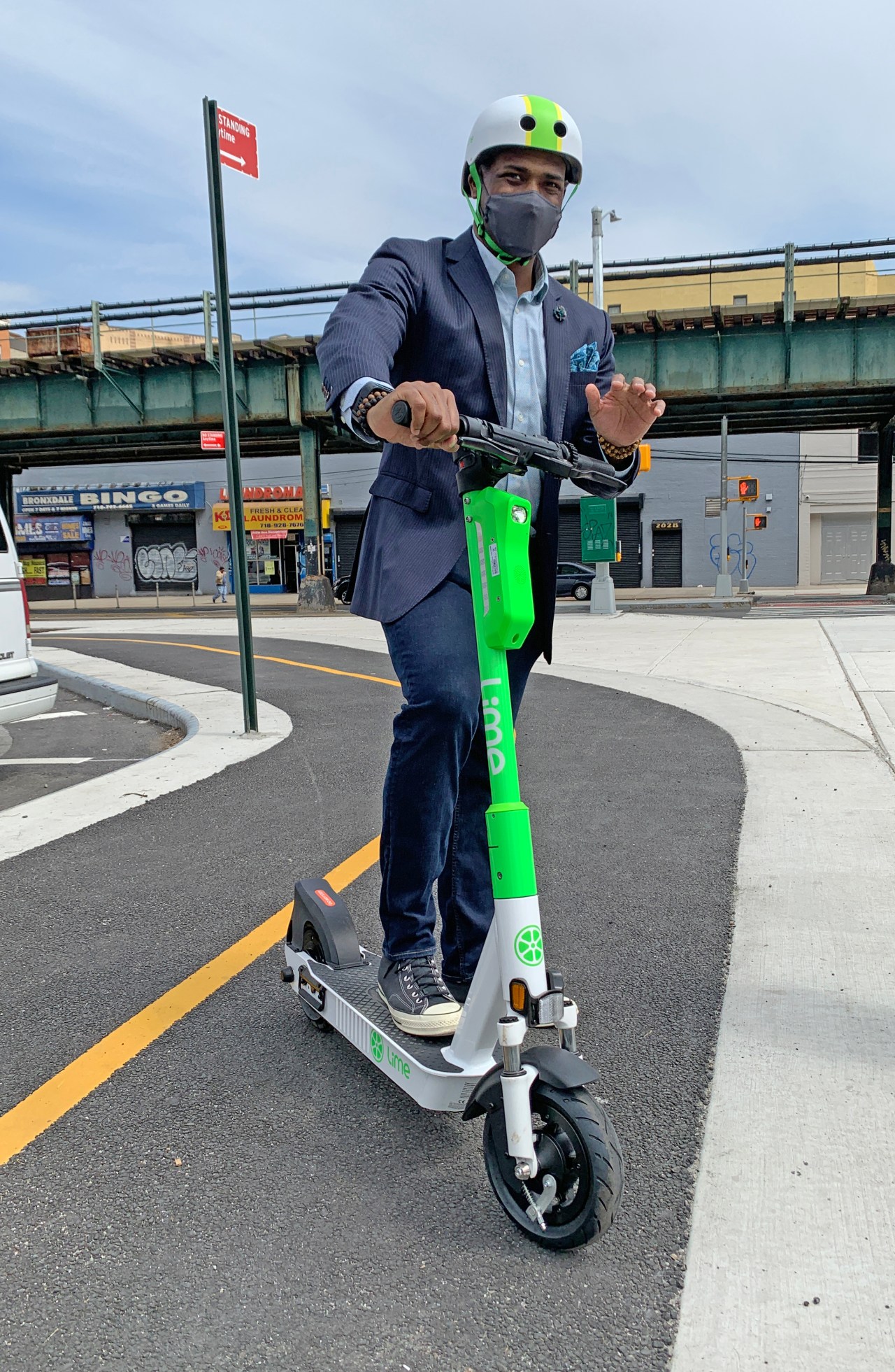Lime exec Phil Jones shows off his company's ride. Photo: Gersh Kuntzman