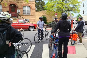 Shahana Hanif and other cyclists at a district bike ride in April. Photo: Shahana From BK