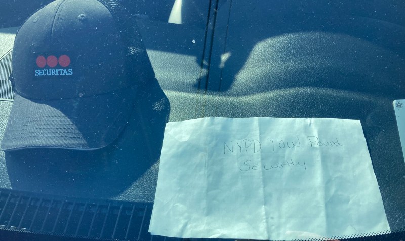 This is all you need to park illegally near the Brooklyn tow pound. Photo: Mars van Grunsven