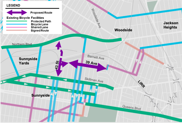 The 39th Avenue bike boulevard will connect to key routes. Photo: NYC DOT