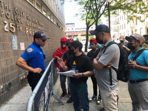 Delivery workers dropped off a list of demands at the 25th Precinct station house (pictured) and the 40th station house on Monday. Photo: Fiifi Frimpong