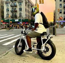 Rasheed Ingram commutes from Jersey City to Manhattan on the PATH train and usually brings his e-bike to the city.