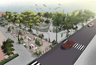 Closing Irving Avenue to cars from Starr to Suydam would create a pedestrian plaza like this, says Council Candidate Scott Murphy.