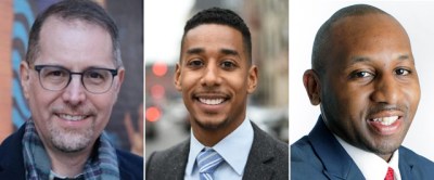 The three StreetsPAC-endorsed borough president candidates (from left): Mark Levine (Manhattan), Antonio Reynoso (Brooklyn) and Donovan Richards (Queens).