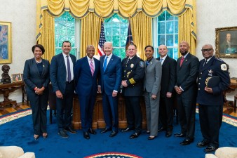 Future Mayor Eric Adams and Joe Biden and a bunch of other people. Photo: White House