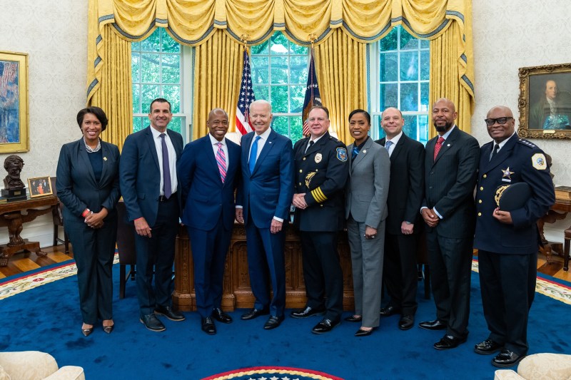 Future Mayor Eric Adams and Joe Biden and a bunch of other people. Photo: White House