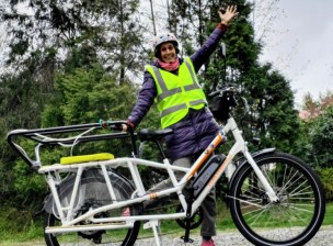 Kate Rozen and her electric cargo bike. Photo: Courtesy Kate Rozen