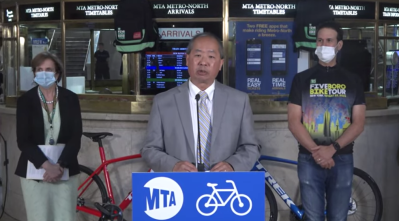 Long Island Rail Road President Phil Eng announces total bike anarchy (well, not quite) begins on Sept. 7. Photo: YouTube