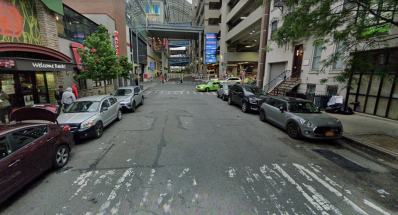 Virtually all the space on E. 117th Street between Pleasant Avenue and the East River Plaza Mall is set aside for cars, even though walkers often outnumber vehicles. Photo: Google