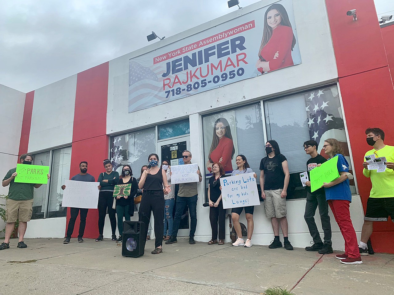 protest at Rajkumar's office