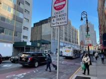 A driver deciding to take the Jay Street Busway could face a higher fine under Gov. Hochul's executive budget. Photo: Dave Colon