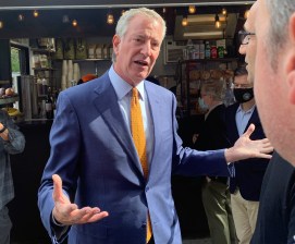 Mayor de Blasio — up close and personal on Monday. Photo: Gersh Kuntzman