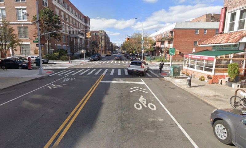 The crash scene. Cops say the truck driver was turning right at this intersection. Photo: Google