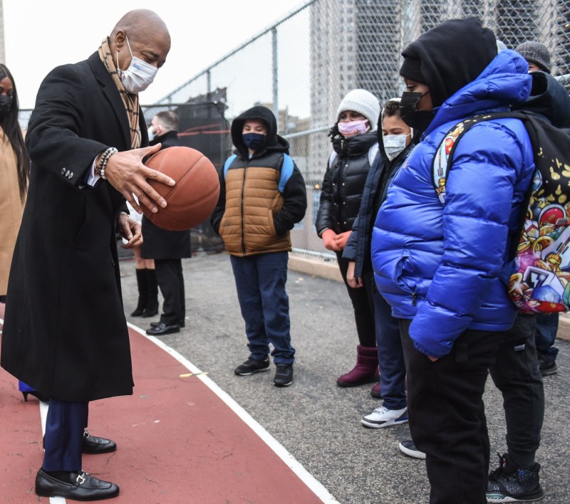 A little of that swagger at a Bronx school. Photo: Michael Appleton/Mayors Office