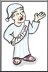 Sleepy de Blasio. Cartoon: Bill Roundy