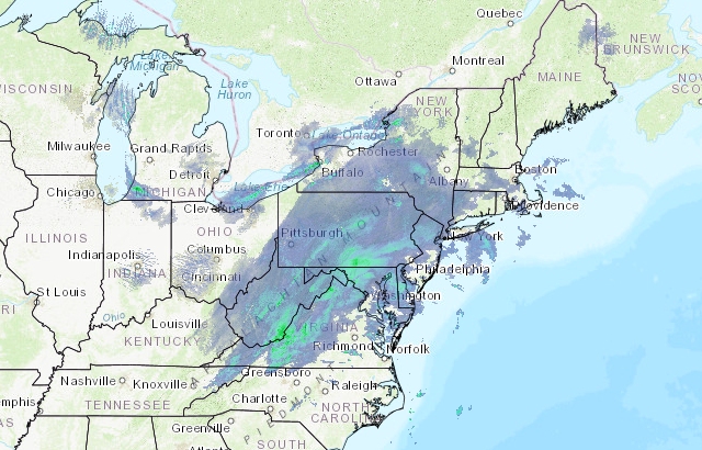 The storm as of 10 p.m. on Thursday. Photo: National Weather Service