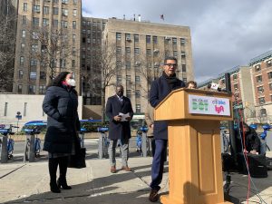 He's the boss: DOT Commissioner Ydanis Rodriguez in his first press conference since taking the city's second most important job. Photo: Gersh Kuntzman