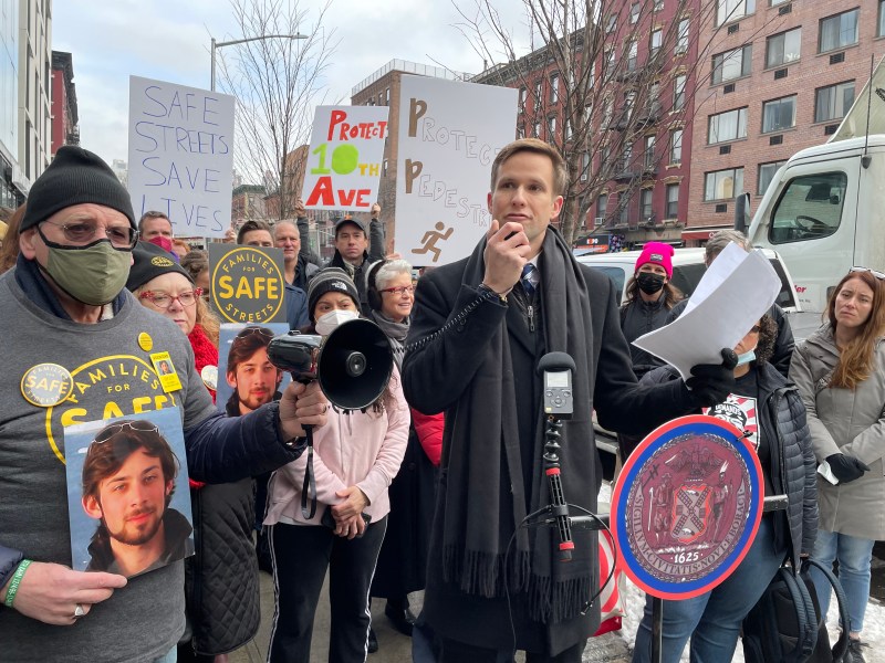 Council Member Erik Bottcher (center) and his safe streets posse. Photo: Dave Colon