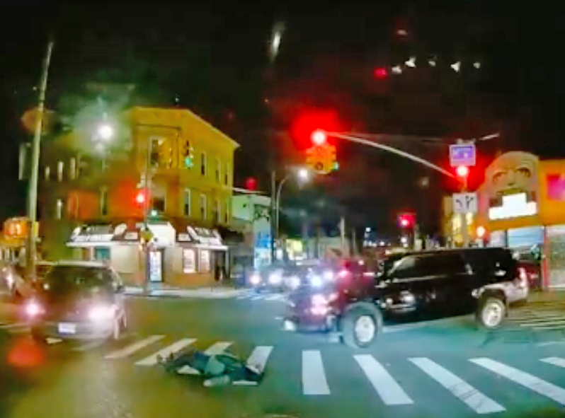 Seconds before the black SUV ran over the victim.