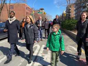 Parks Committee Chairman Shekar Krishnan showed off the 34th Avenue open street to Parks Commissioner Sue Donoghue last week. Photo: Clarence Eckerson Jr.
