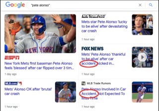 Inaccuracies, inattentiveness and misunderstandings (circled words) mark the mainstream media's coverage of the Pete Alonso crash. Photo: Streetsblog Graphics Team