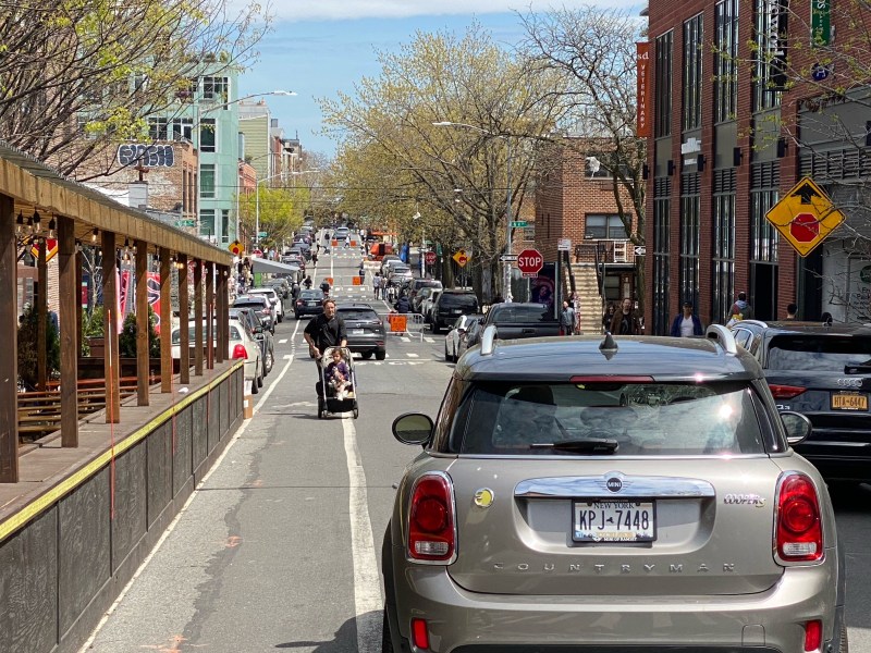 "Car-free Earth Day" was anything but on Berry Street in Brooklyn. Photo: Mark Gorton