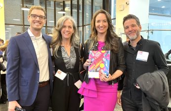 Open Plans's Sara Lind (in pink) with colleagues (from left) Jackson Chabot, Lisa Orman and Carl Mahaney. Photo: File