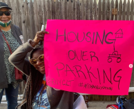 ENYCLT members demonstrate for housing over parking. Photo: ENYCLT
