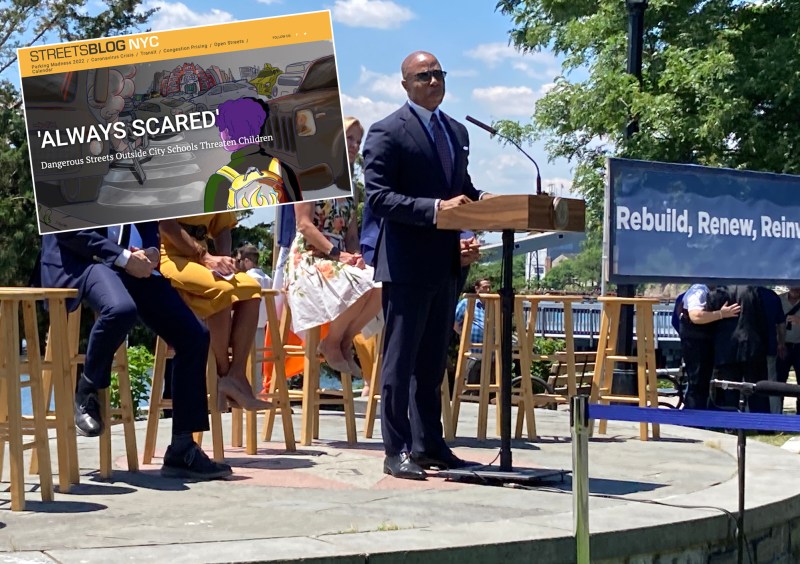 Mayor Adams in the Bronx on Wednesday. Photo: Jesse Coburn