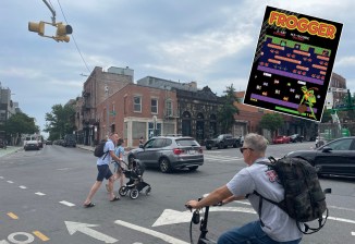 Crossing Kent Avenue at Grand Street is like a game of Frogger. Photo: Noah Martz