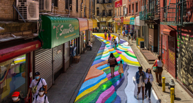 A DOT rendering shows the future plaza on Doyers Street. Image: DOT