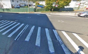The pedestrian was crossing Van Duzer Street, walking towards the camera that took this picture. Photo: Google