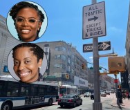 Drivers ignore the  Jamaica Avenue busway, which Council Members Nantasha Williams (top) and Selvena Brooks-Powers want to eliminate. Photo: Noah Martz