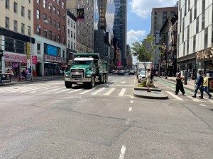 The view south from Eighth Avenue and West 44th Street, where there are going to some ch-ch-changes. Photo: Dave Colon