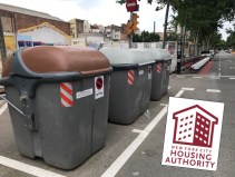 Above-ground waste receptacles in Barcelona. NYCHA may use giant trash containers like these. File photo: Clarence Eckerson Jr.