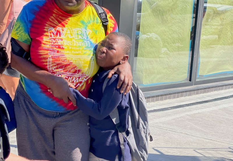 The boy cries in agony after his was hit by the driver.