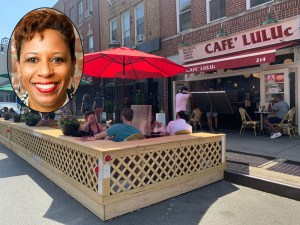 If Speaker Adams stands by her Wednesday comments, outdoor dining like this patio on Smith Street could end up on the sidewalk ... or be scrubbed altogether. File photo: Gersh Kuntzman
