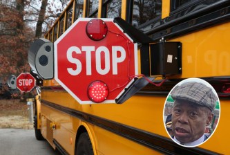 We could have cameras on school bus stop arms — but Mayor Adams doesn't want them. Photo: The Streetsblog Graphics Desk