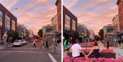 Bedford Avenue, as it is (left) and as it could be. Images: Transform Your City