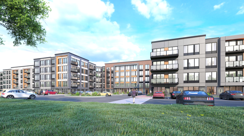 A rendering shows a proposed 360-unit housing development, which the city of White Plains rejected last year. Rendering: Senlac Ridge Partners