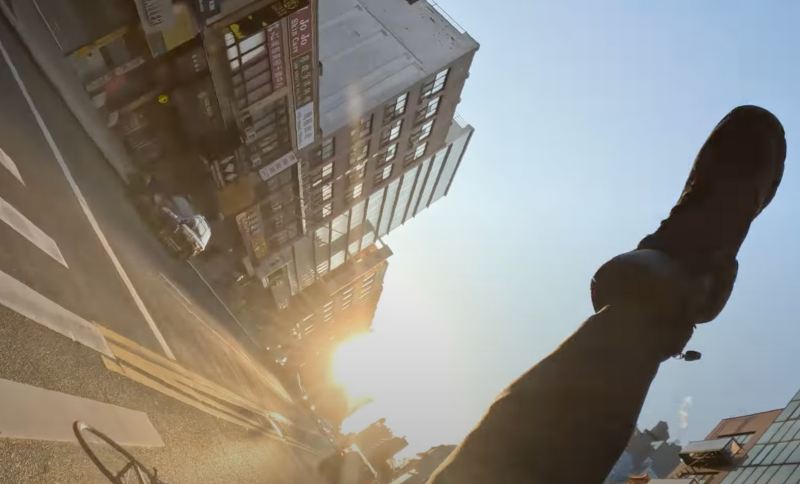 The injured cyclist a split second after he was hit by a red-light-running driver. Photo: ZeroEnigma