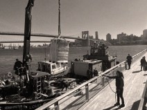 Is this 2023 or 1923? Beer arrives at Pier 17 by boat.