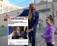 David Banks with a friend (and not a friend). Photo: NYC Mayor's Office