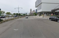 The goal of the redesign is to narrow the wide one-way street at the southern end of 10th Avenue south of the Whitney Museum, so that it is more inviting and safer. Photo: Google