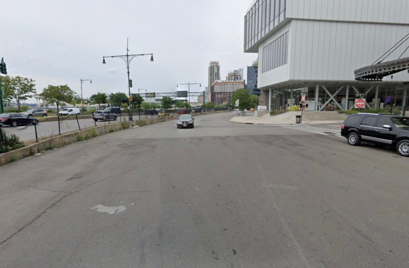 The goal of the redesign is to narrow the wide one-way street at the southern end of 10th Avenue south of the Whitney Museum, so that it is more inviting and safer. Photo: Google